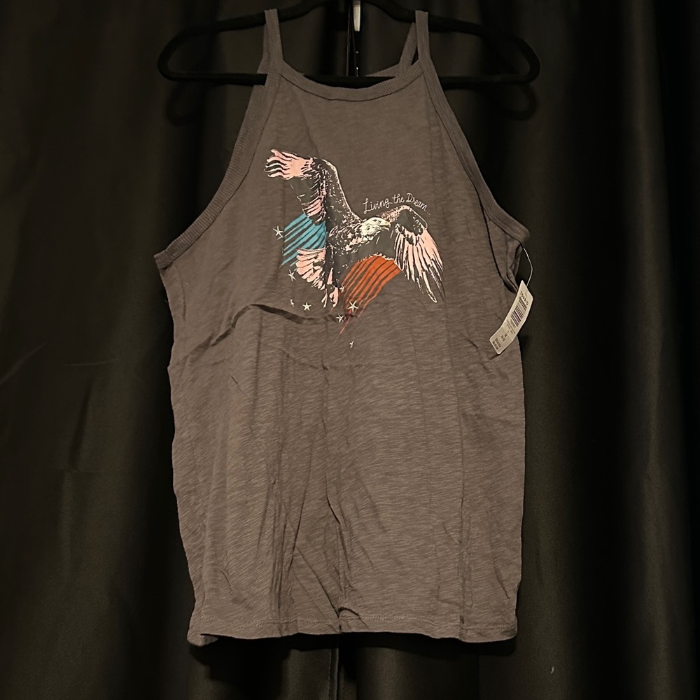 Torrid Gray Tank Top with Eagle Graphic